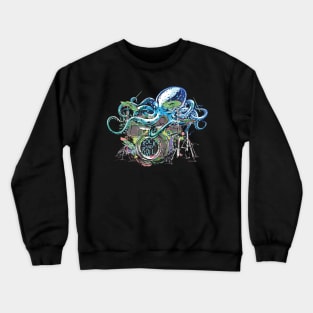 Drummer Octopus playing the drums Rock and Roll Style Crewneck Sweatshirt